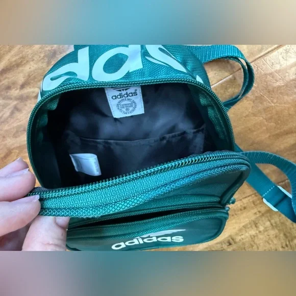 Adidas Originals Trefoil Mini Backpack Green Festival Travel Bag NWOT - Picture 3 of 11